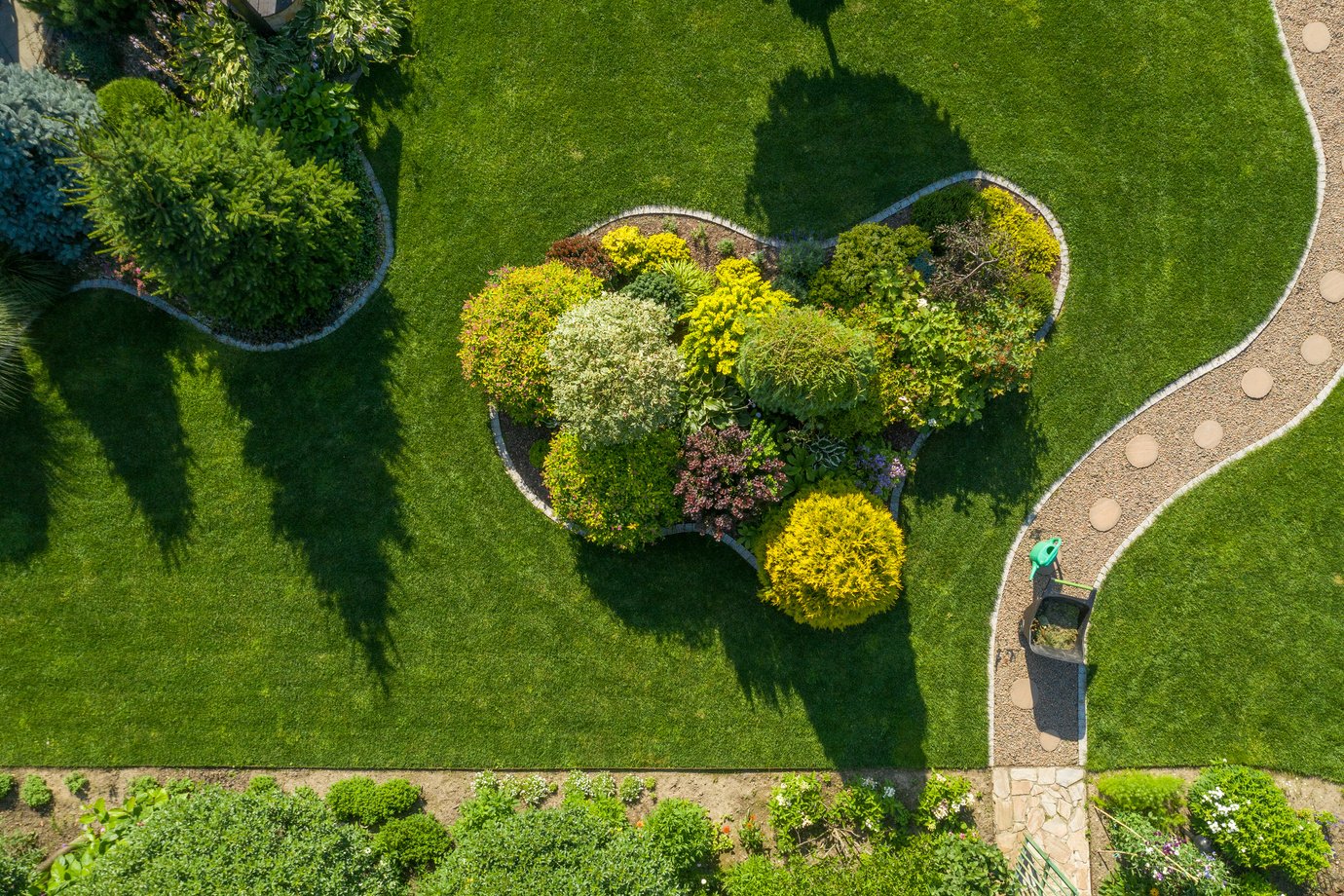 Maintenance of Landscape Island in Big Backyard Garden